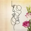 Decorative Figurines Metal Wall Art Minimalist Facial Line Decor Abstract Iron Sculpture Modern Black Home Hanging