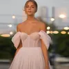 Party Dresses Light Pink A Line Cocktail Off Shoulder Sweetheart Tiered Tulle Ruffles Length Formal Evening Gowns Vestido