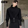 Heren Hoodies Sweatshirts IEFB Autumn Winter Dikked Fleece Zipper Design Silhouet Schouderkussen Haped Hooded Men Sweater Solid Color Fashion 9A6201 230222