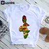 T-shirt feminina Africa Mapa Gráfico Mulheres T-shirts 2021 verão Harajuku Tops Tee Girl White Posted Roupes Streetwear Navio 022223H