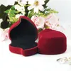 Sacchetti per gioielli 1 pz/lotto scatola di velluto di colore rosso scuro cuore con forma di fiore di rosa regali per festa di nozze imballaggio display per orecchini