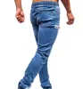 M￤ns jeans m￤n denim byxa casual frostad blixtl￥s design sport smal passform blyertsbyxor