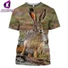 Men's T Shirts Kaseetop Man's T-shirt Hunting Crazy Hare Oversized Shirt Casual Tshirt For Men 3D Print Animal Short Sleeve T192