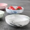 Bowls Luxury Ceramic Dish Marble Pattern Round Fruit Seasoning Soy Vinegar Ketchup Sauce Bowl Pigments Plates Japanese Sushi Tableware