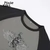 Women's T-Shirt PixieKiki Y2k Tee Shirt Fairy Grunge Wings Print Raglan Sleeves 90s Crop Tops Graphic T Shirts Streetwear Women Vintage P77-AI10 022223H