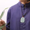 Hänge halsband burmesiska naturliga jade ruyi guanyin snidade amulet halsbackar