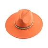 Sombrero Fedora, sombreros para mujer, sombrero de hombre, cinturón sólido de ala grande para hombre, gorra de Jazz negra caqui, sombrero de invierno de fieltro para mujer
