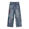 Men's Jeans HOUZHOU Oversize Distressed Pants Ripped for Y2K Blue Denim Trousers Male Punk Japanese Streetwear Hip Hop 230222