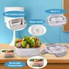 Elektrische verwarmde lunchboxen 2in1 Verwarmingsauto Home 12V 220110V draagbare roestvrijstalen voering Bento Box Food Container 230222