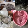Cat Beds Furniture Cute Heart-Shaped For s Puppy Cotton Velvet Soft Kitten Sleeping Kennel Warm Pet Nest Accessories 230222