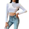 Chemisiers Femme Sexy Dos Nu Col Haut Manches Longues Solide Cravate Dos Slim Chemises Blanc S-L