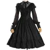 Lässige Kleider Western Damen Frühling Sommer Lolita Chiffon Kleid Täglich Vintage Mittelalterlich Gothic Weiblich Spitze Party Gericht Einteilig