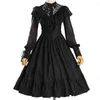 Casual Dresses Western Women Spring Summer Lolita Chiffon Dress Daily Vintage Medieval Gotic Female Lace Party Court One-Piece