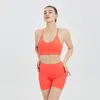 Conjuntos activos, conjunto de pantalones cortos deportivos para mujer, ropa de entrenamiento, traje de gimnasio para Yoga, Fitness, 2 piezas, correas ajustables, medias, trajes cortos, ropa sólida