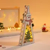 クリスマスの装飾木製のLEDライトDIY明るい小さな家の手作りのデスクトップホームデコレーションファイブポイントスター飾り