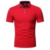 Mode Ins Style couleur unie Polos T-shirt pour hommes coupe ajustée bouton revers manches courtes ajustement décontracté Golf Polo T-shirt H203