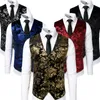 Kamizelki męskie złotą kamizelkę steampunk kamizelkę Gilet Homme bez rękawów Slim Fit Paisley Floral Sukienka do pojedynczych guzików 230222