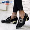 Eoodoit Spring Autumn Women Shoes Plus Size Size Square Toe Mid Heel Leather Pumps Office Lady Work Heels Shoes 5 cm 2102253853166