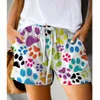 Women's Shorts Summer Women Casual High Waist Drawstring Short Pants Ladies Pocket Loose Vintage Animal Dog paw Print shorts 230222