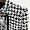 Women's Jackets STREET Est 2023 Designer Jacket Pearls Buttons Wool Blends Houndstooth Tweed Short JacketWomen's