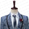 Herenpakken Blazers 2023 Cailormade Suit Men Blue Denim Jacquard Wedding Tuxedo Velvet Shawl Rapel Male Business Jacket Coat 230222