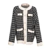 Women's Sweaters EWQ Autumn Spring Sweater Coat Retro Shirt Check Long Sleeve Single Breasted Plaid Loose Knit Cardigan Ladies QB321 230223