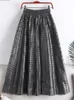 Casual Dresses SURMIITRO PU Leather Midi Long Skirt Women Korean Fashion Green Black Hollow Out A Line High Waist Skirt Female 230222