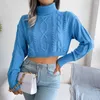 Women's Sweaters Women Long Sleeve Pullovers Bare Midriff Knit Sweater Lady Girls Winter Solid Short Jumpers Sexy Twist Turtleneck