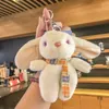 Creative Cartoon Rabbit Keychains Lanyards Hanging Ornament Plush Action Figure Pendant Doll Cute School Bag Couple Key Ring