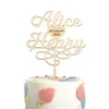 Autres fournitures de fête d'événement personnalisées Mr Mrs Wedding Cake Toppers Acrylique en bois Nom et date personnalisés Décoration de joyeux anniversaire 230221