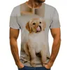 T-shirt masculino de camisetas masculinas Tops de verão divertido 3D Camisetas de estampa de animais 3D Camisetas de camisa O-Gobes Roupas de rua