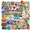 Adesivi per auto 50Pcs Florida Paesaggio all'aperto Non casuale per Bike Lage Sticker Laptop Skateboard Motore Bottiglia d'acqua Snowboard Adesivo Dhmgk