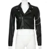 Women's Leather Spring And Autumn Women's Coat Short Slim Fit Pu Small Motorcycle Jacket Fashion Arm Chain