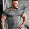 T-Shirts für Herren, elastisch, kurzärmelig, atmungsaktiv, T-Shirt, Sommer, modisch, Fitness, Herren, Fitnessstudios, lässig, eng, Bodybuilding, T-Shirts, Tops