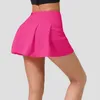 Pleated Mid-Rise Tennis Skirt With Two Pocket Women Shorts Yoga Sports Short Skirts L8207 S s