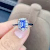 Klusterringar bröllop gåva modeTanzanite ring naturlig och riktig tanzanite 925 sterling silver för män eller kvinnor