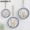 Christmas Decorations Ornaments Wooden Round Elk Pendant Decoration Hanging Tree Decor 2023 Year Navidad