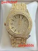 Högkvalitativ mode Iced Out Watchesmens handled lyxig rundklipp lab gran 5z3o