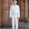 Ensembles de vêtements Élégant Mode Enfants Blanc Smoking Ensemble Venez Anniversaire Mode Casual Marque Formelle Garçon Costumes De Mariage Blazers 5 PCS Ensemble W0222