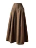 Casual Dresses Elegant Women Woolen Skirts For Female Pockets Office Ladies Casual Loose A-Line High Waist Midi Skirt Spring Autumn SK11 230222