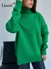 Women's Sweaters White Knitted Turtleneck Sweater Women Pullovers Tops Long Sleeve Female Jumper Autumn Winter Streetwear Thick Baggy Sweaters 230222