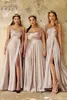 Party Dresses Elegant Aline Backless Burgundy Bridesmaid Satin Split Spaghetti Strap Formal Wedding Prom Gowns Summer Dress 230221