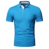 Styl mody solidny kolor polo Polos dla mężczyzn Slim Fit Buttn Lapel krótkie rękawa swobodne dopasowanie golfowe Tshirt H203