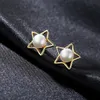 Koreaanse 18K Gold Ploated Star Freshwater Pearl Stud oorbellen modieuze charmante vrouwen hoogwaardige oorbellen luxe sieraden accessoires