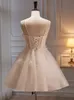 Homecoming Dresses Ivory 2023 Short Ball Gowns Prom Gowns Layers Tulle Organza with Applique Sequins