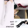 5PC Socks Hosiery Black and White Gray Solid Color Bright Silk Stockings Thickening and Lengthening Thin and Over The Knee Socks Z0221