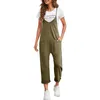 2023 Spring New Women 's Casual Pocket Pants 단색 느슨한 서스펜더 스트레이트 점프 슈트