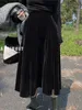 Повседневные платья Tigena Vintage Velvet Midi Midi Long Юбка Женщины Осень Зимние элегантные все матч сплошной ассорти