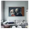 Magritte Canvas Painting Posters and Prints Surrealism Wall Art Pictures for Home Decoration Famous Art The Kiss Lover By Rene Woo