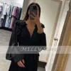 Party Dresses Black Classic Evening For Women Chiffon V-Neck Puff Sleeves Prom Side Split A-Line Floor Length Robes De Soire 230222